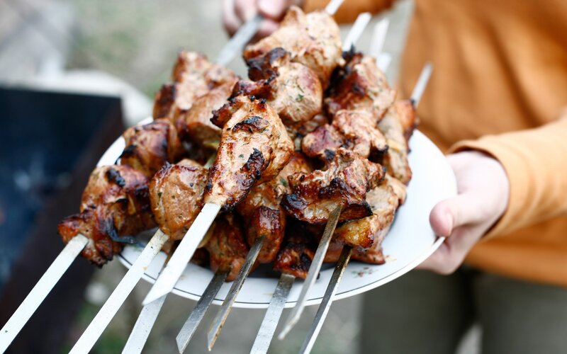 Grilled meat skewers