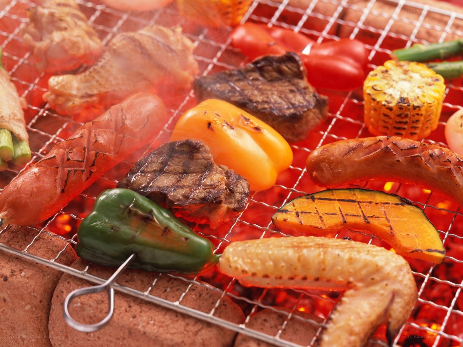 Grilled meats and vegetables