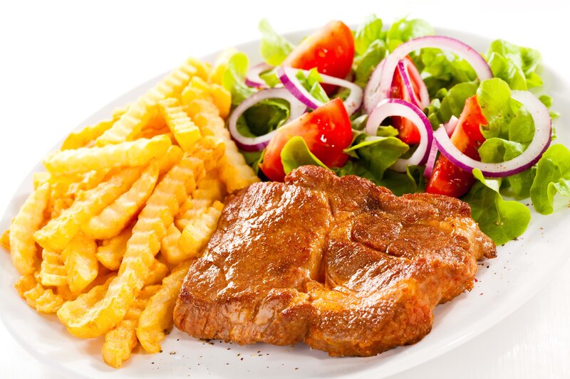 Grilled Pork Chop with Fries — Yellow