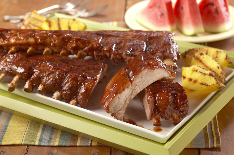 Grilled ribs with pineapple