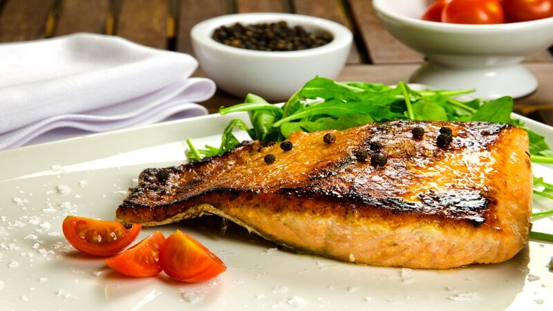 Grilled Salmon Fillet — Orange, Appetizing