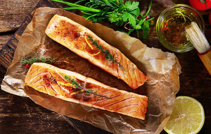 Grilled Salmon Fillets — Brown