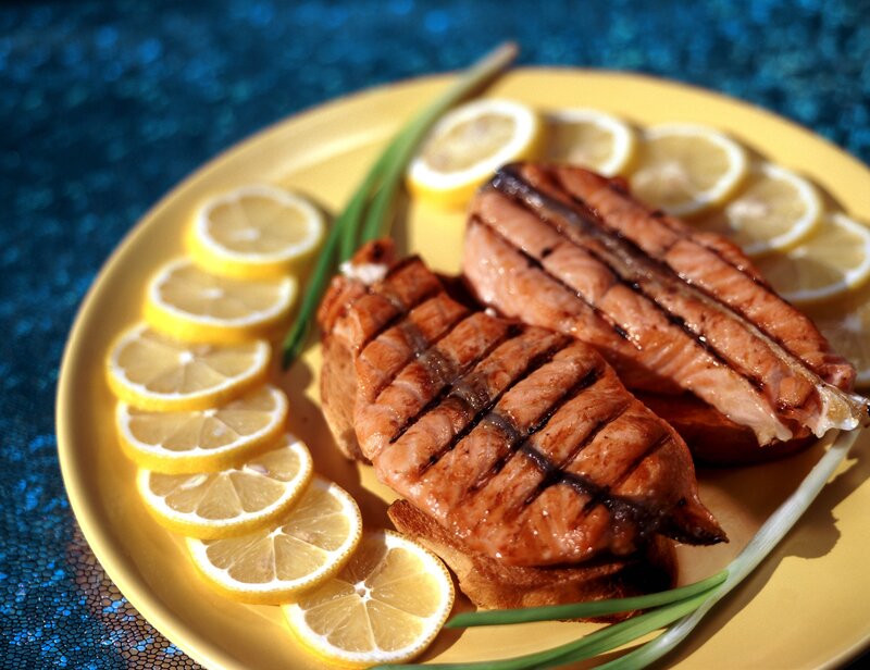 Grilled Salmon Fillets — Yellow, Appetizing