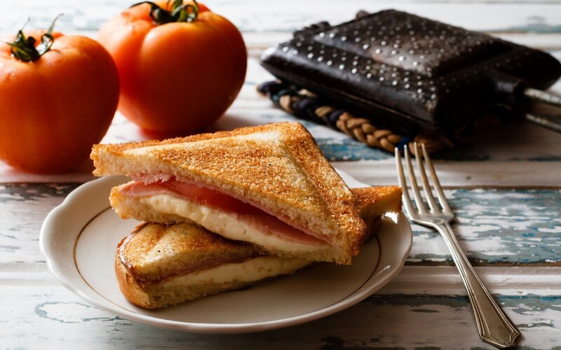 Grilled Sandwich on Plate — White, Calm