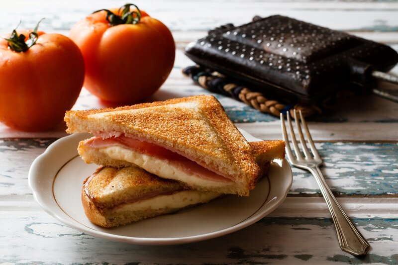 Grilled Sandwich on Plate — White