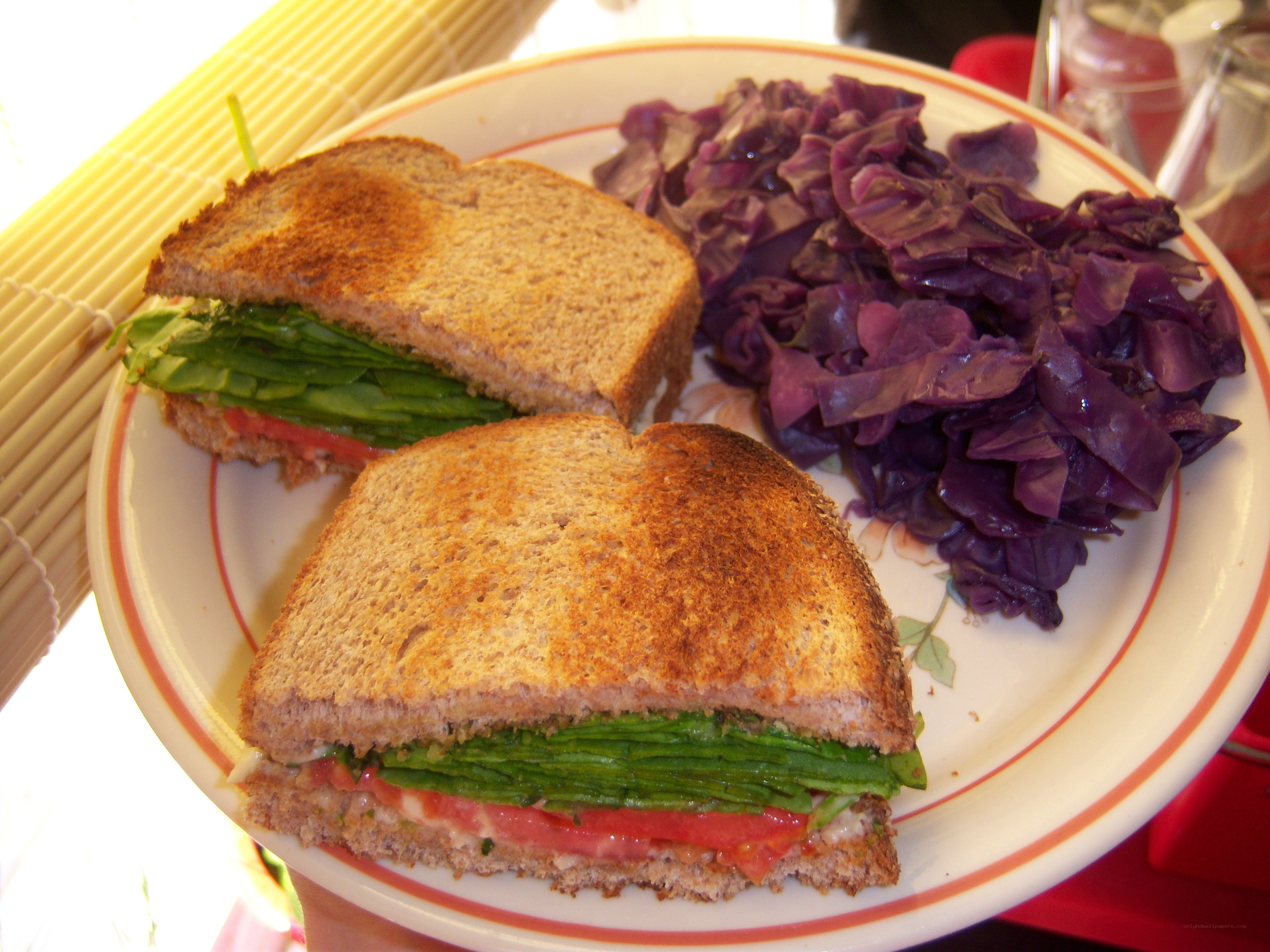 Grilled sandwich with red cabbage