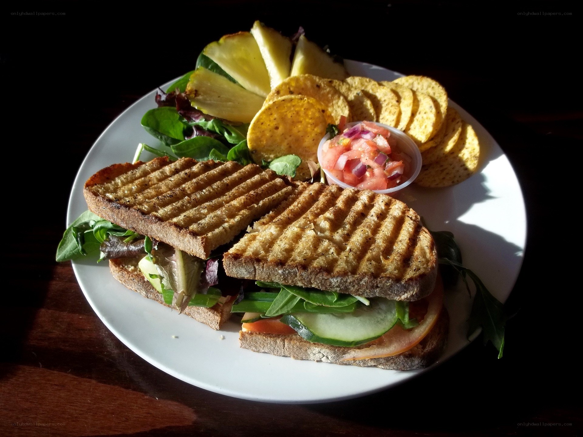 Grilled sandwich with side salad