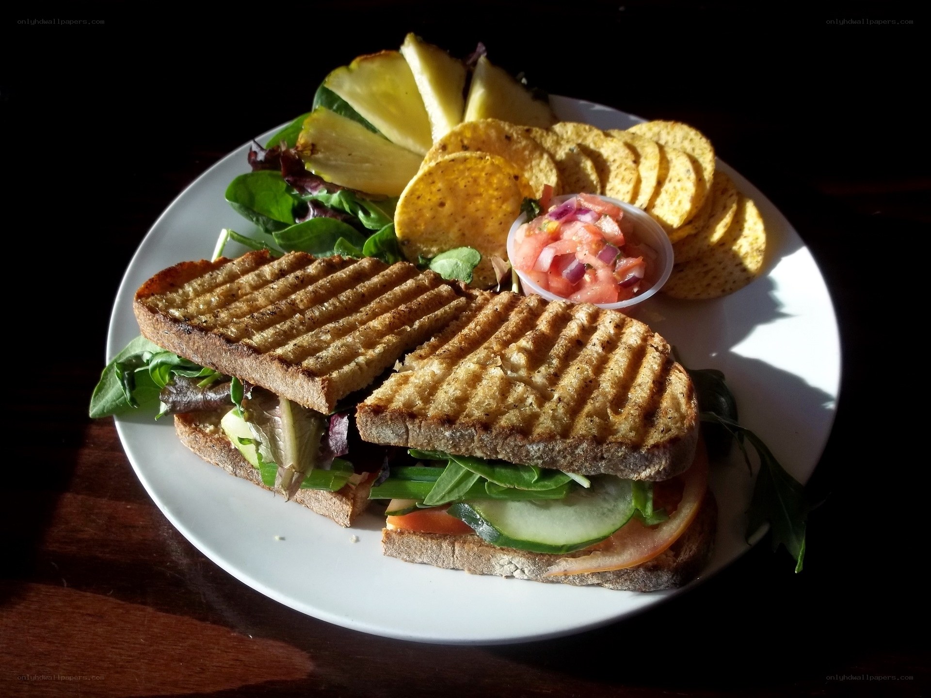 Grilled sandwich with side salad