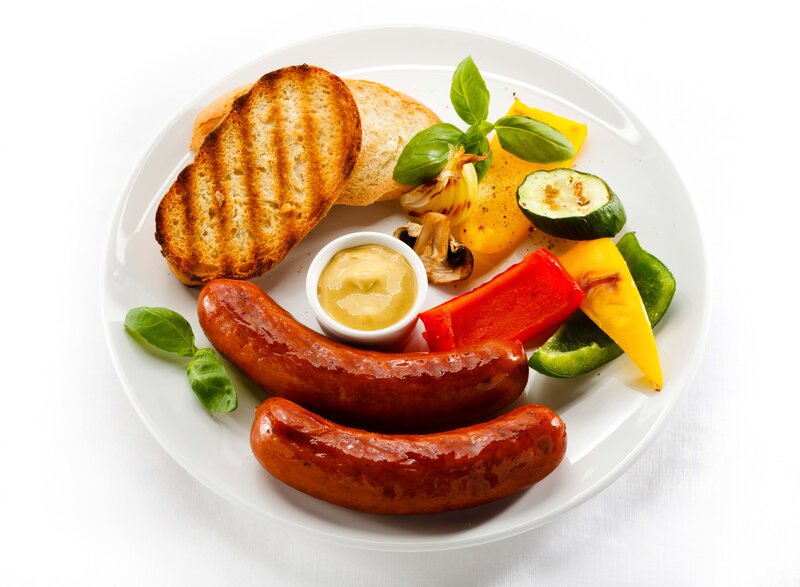 Grilled Sausages and Vegetables — White