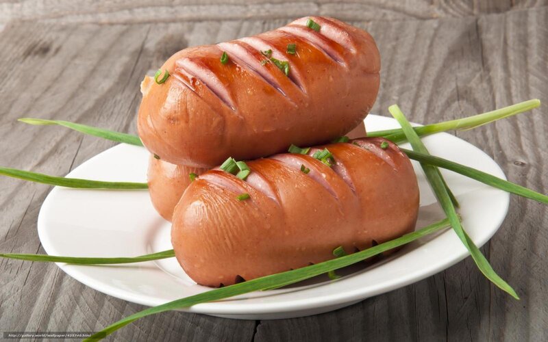 Grilled Sausages on Plate — Brown, Appetizing