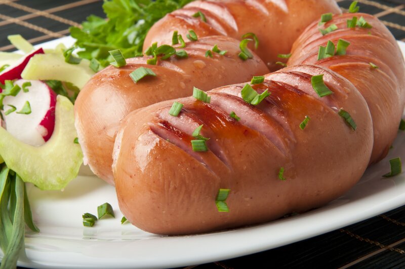 Grilled Sausages on Plate — Brown