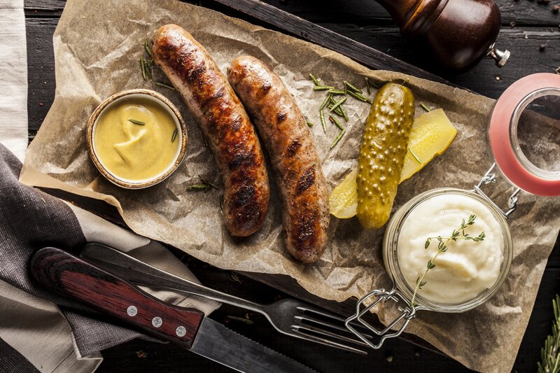 Grilled Sausages on Tray
