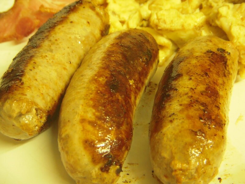 grilled sausages with eggs