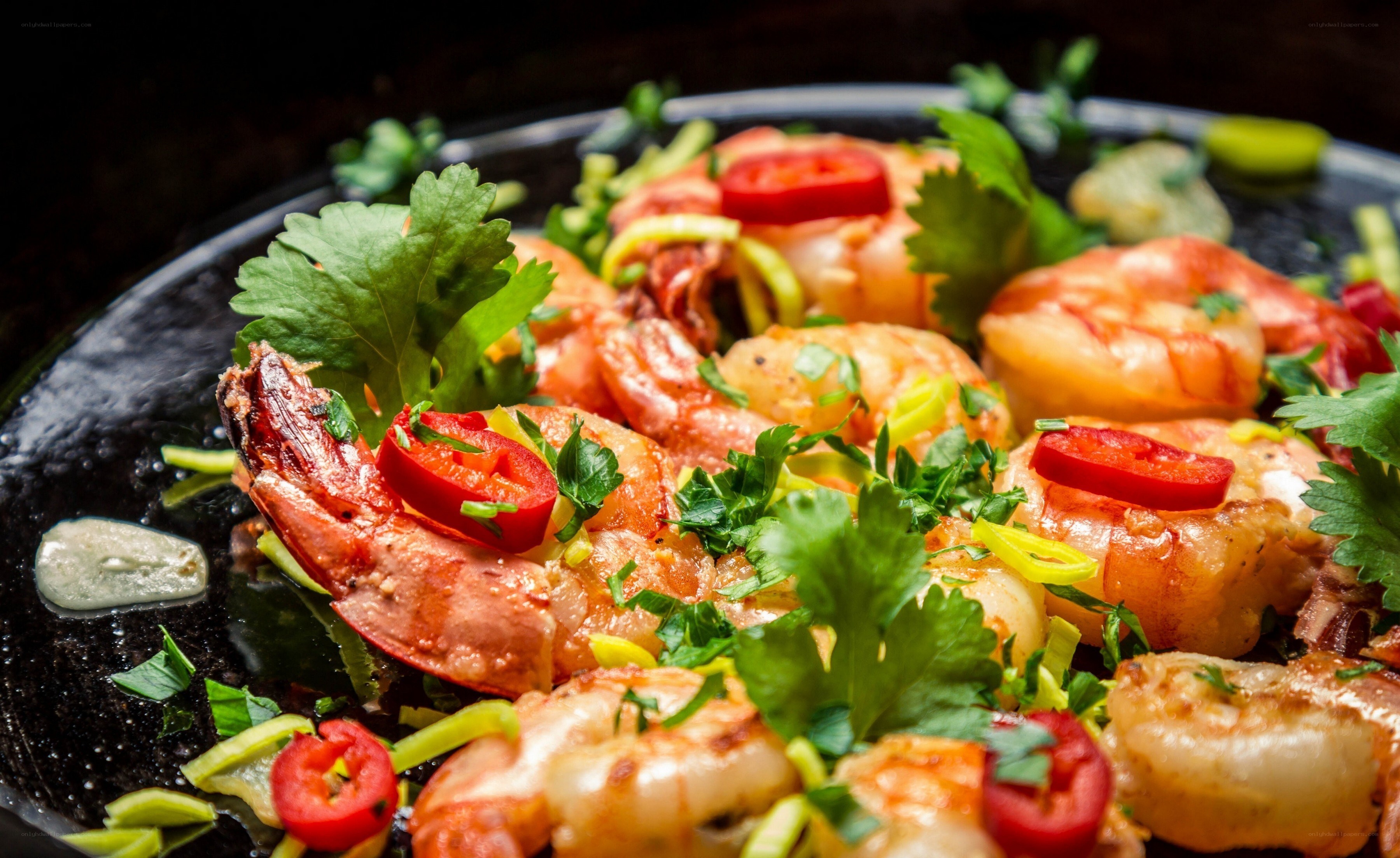 Grilled shrimp with herbs