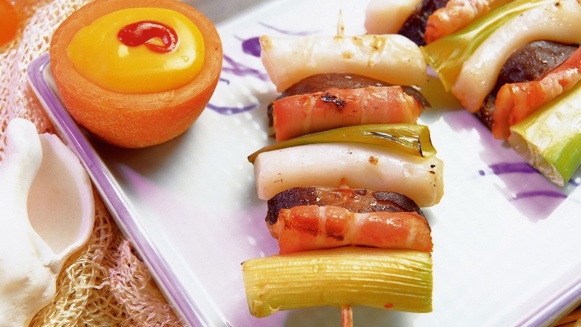 grilled skewers with dipping sauce