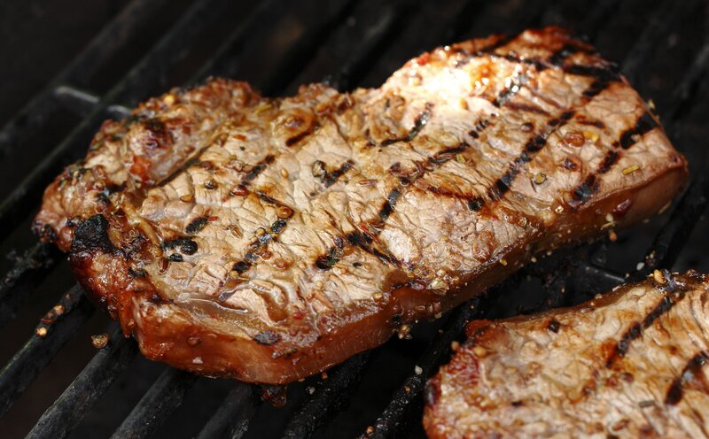 Grilled steak on a barbecue