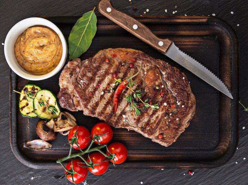 Grilled Steak on Board