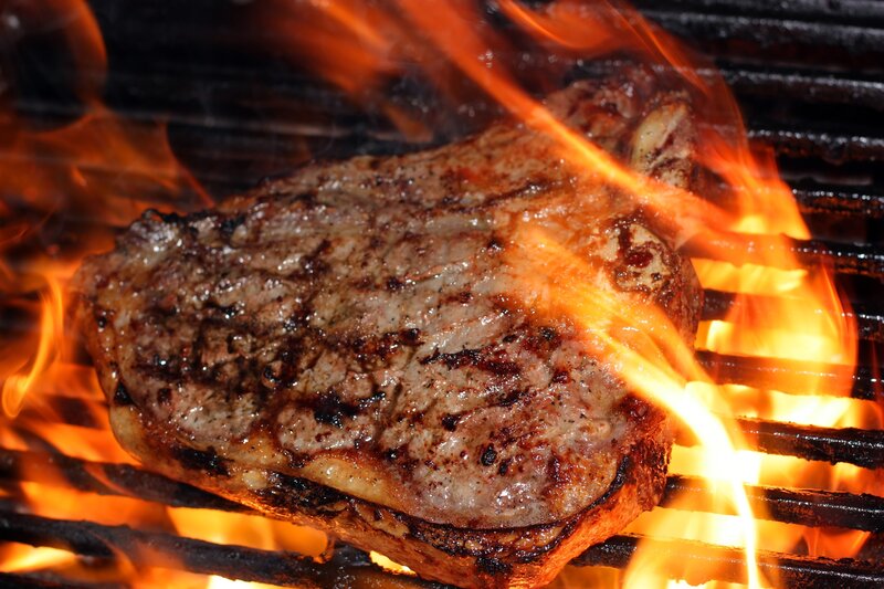 Grilled Steak on Fire