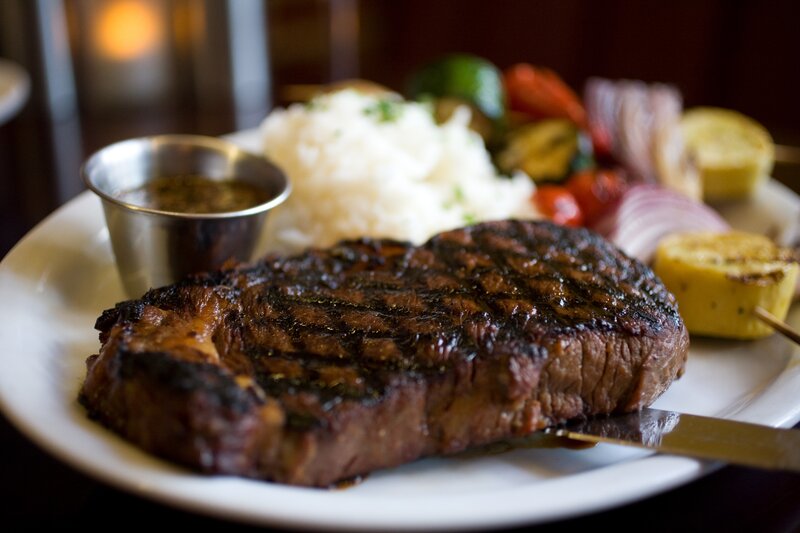 Grilled Steak on Plate — Brown, Appetizing