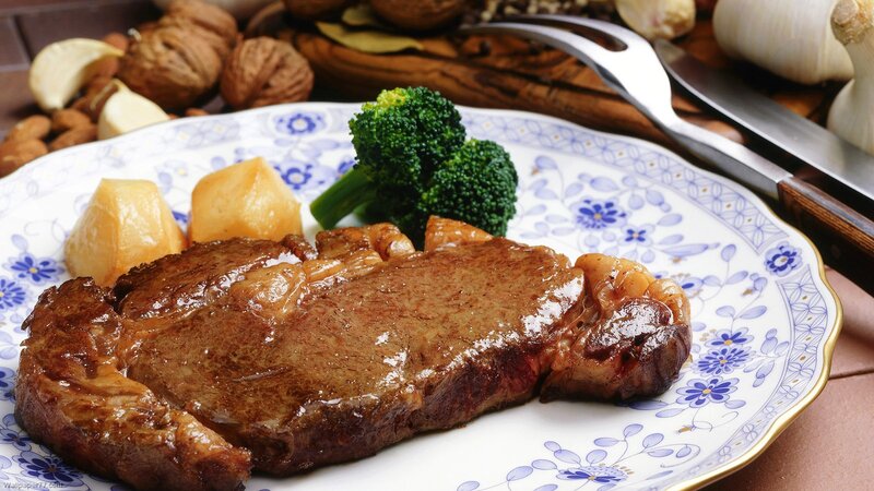 Grilled Steak on Plate
