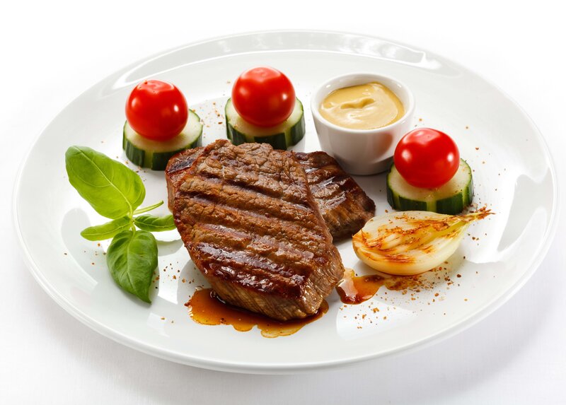 Grilled Steak on Plate — White