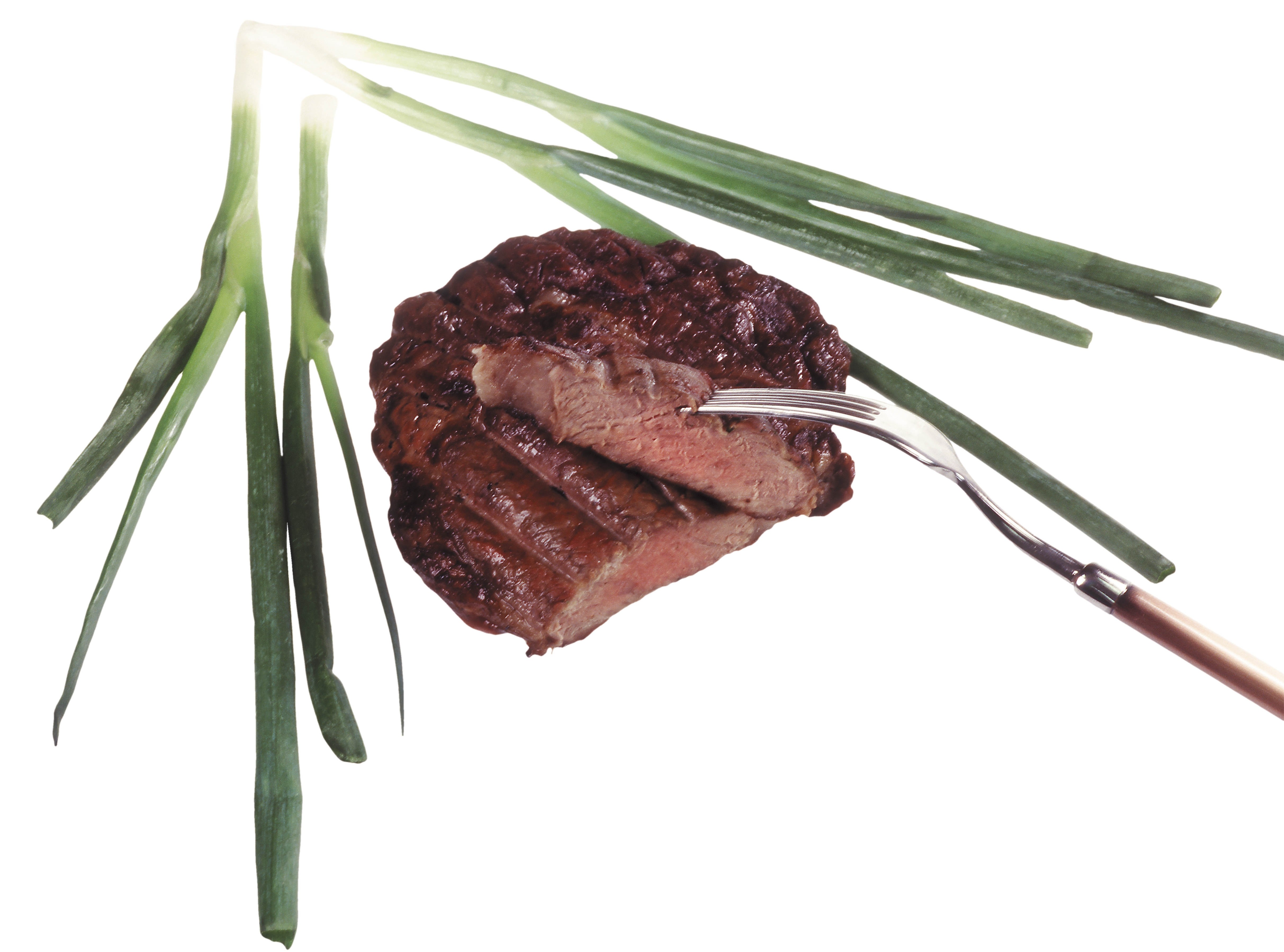 Grilled steak with green onions