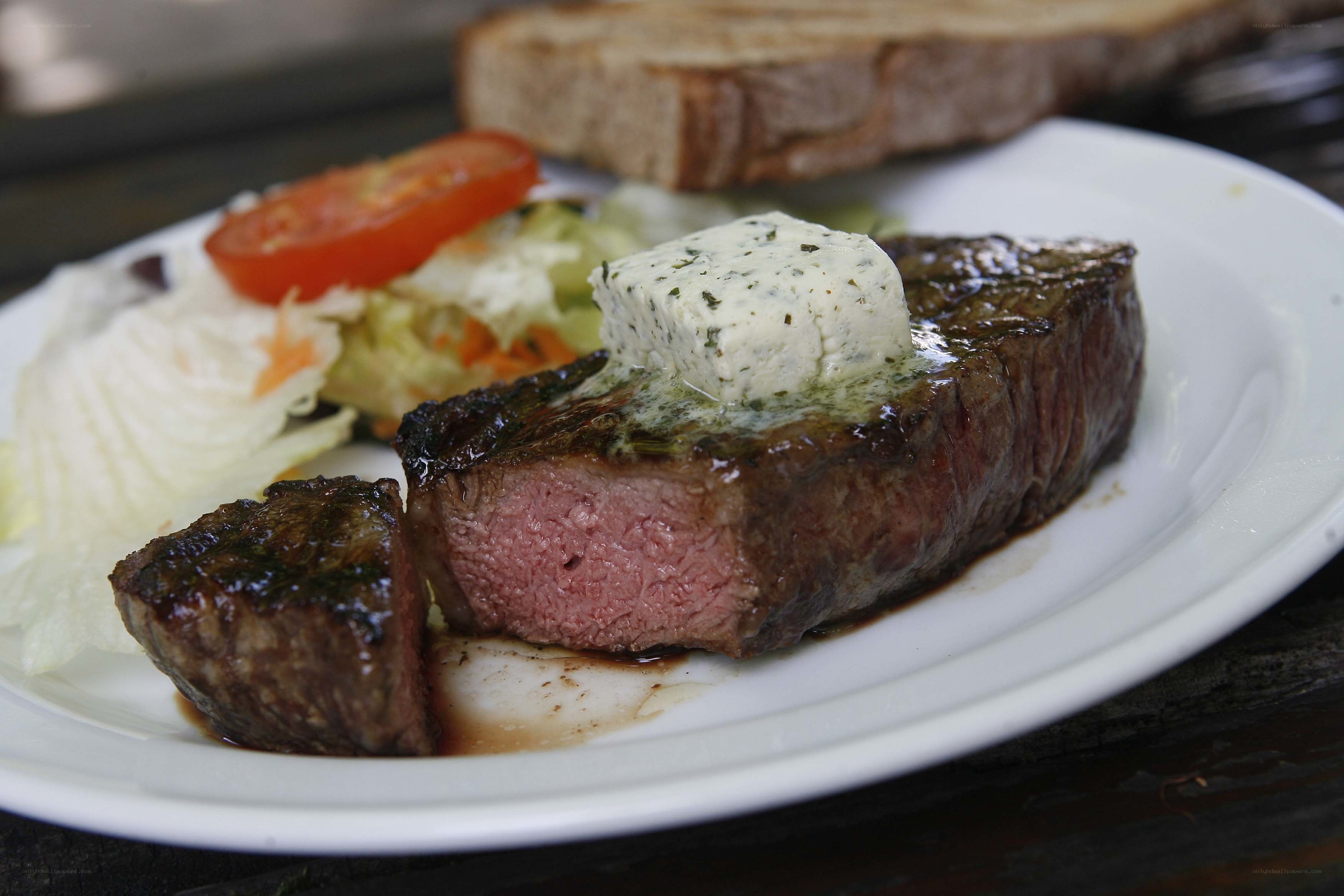 Grilled steak with herb butter