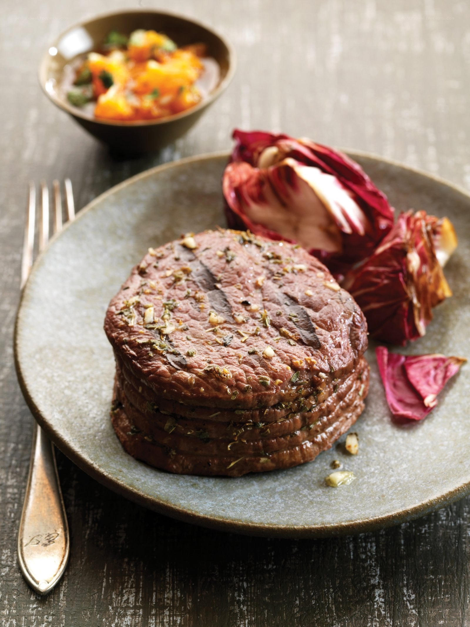 Grilled steak with radicchio