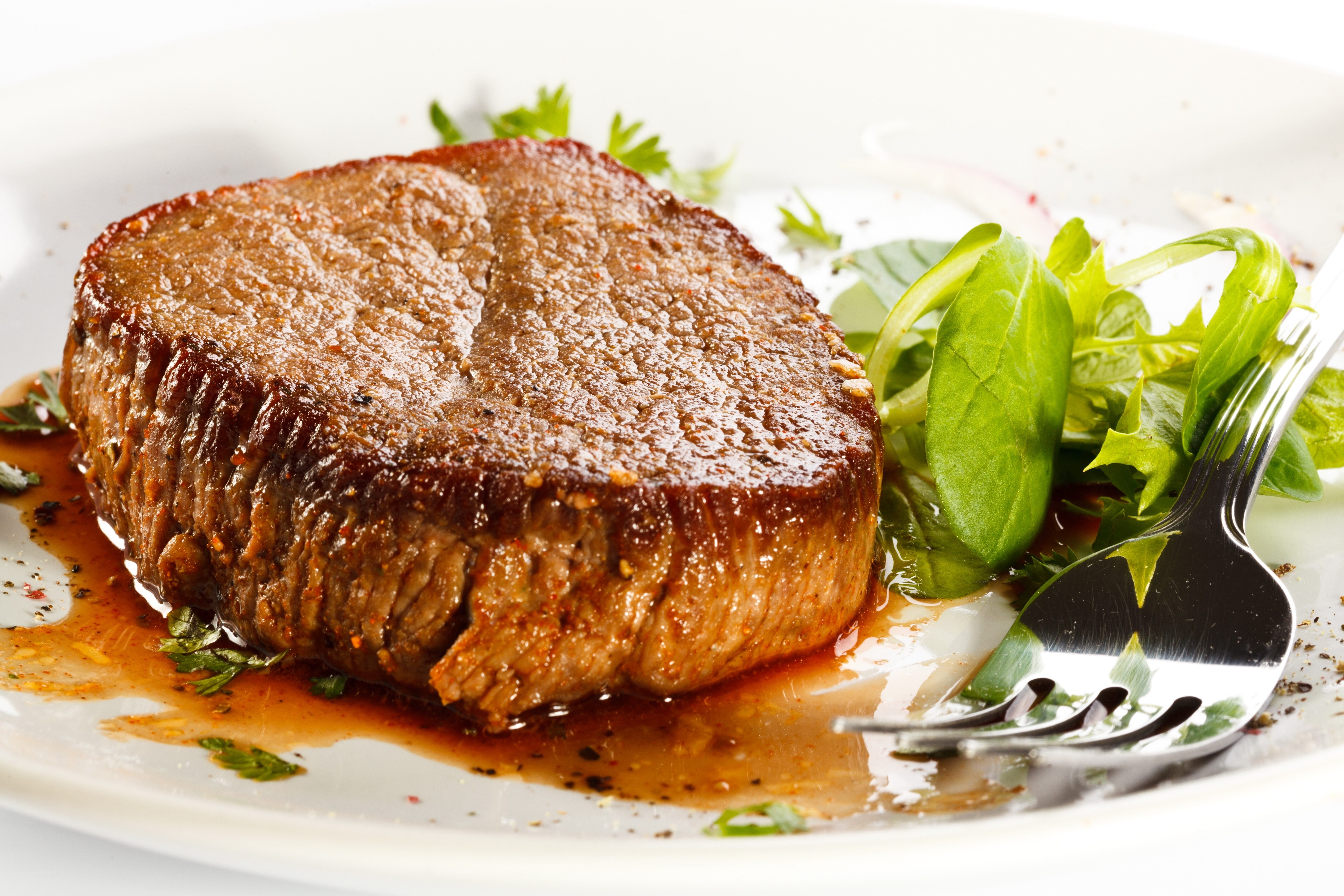 Grilled steak with salad