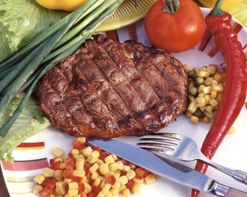 Grilled Steak with Vegetables — Brown