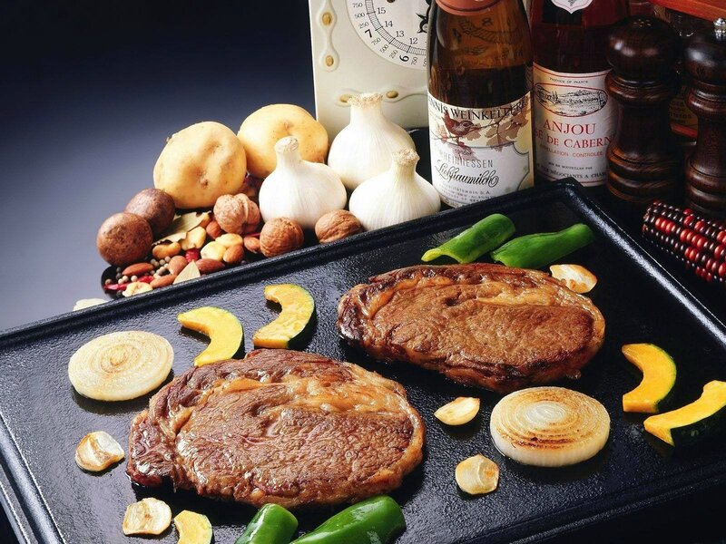Grilled Steaks on a Pan