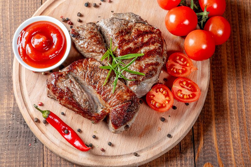 Grilled Steaks on Board — Brown