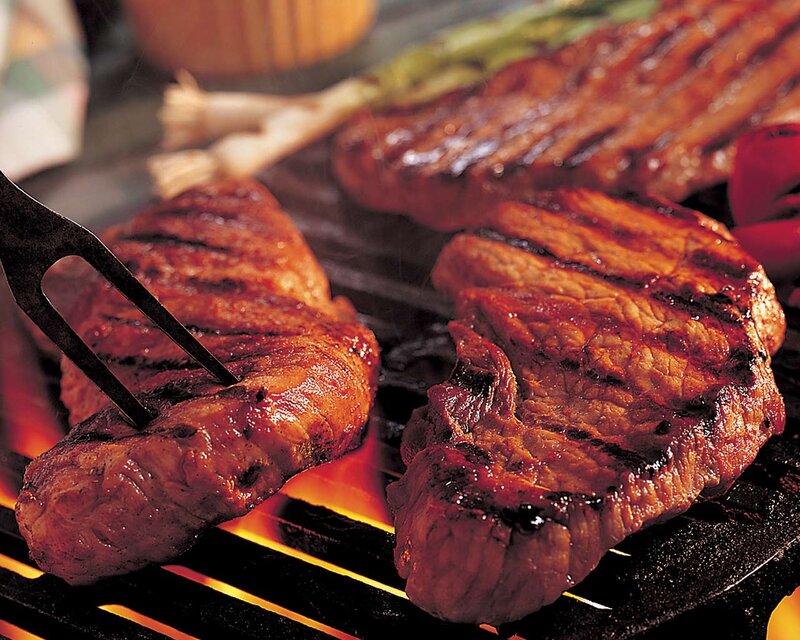 Grilled Steaks on Grill