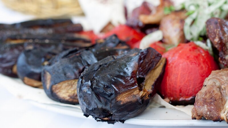 grilled vegetables on a platter