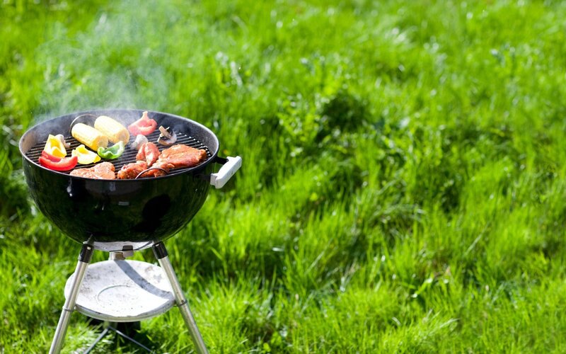 Grilling outdoors on a sunny day