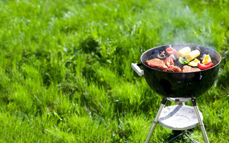 Grilling outdoors on a sunny day