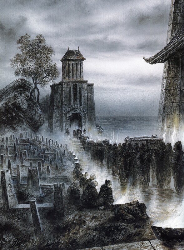 Grim funeral procession
