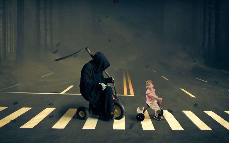 Grim Reaper and Baby