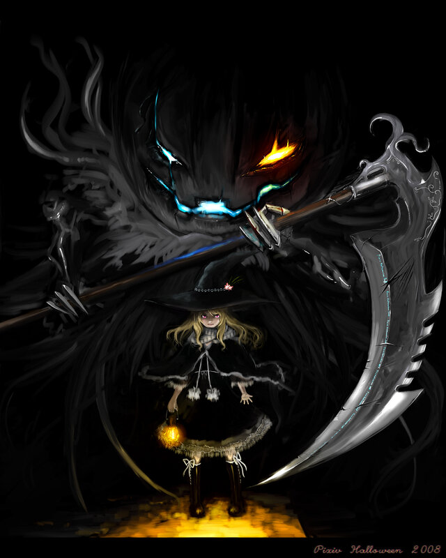 Grim Reaper and little girl