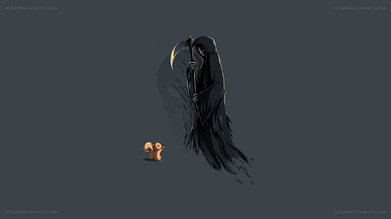 Grim Reaper and squirrel
