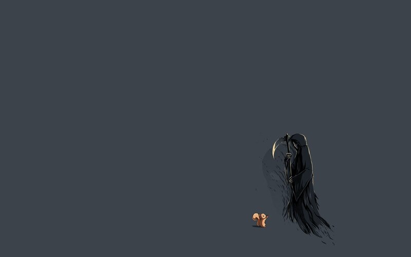 Grim Reaper and squirrel