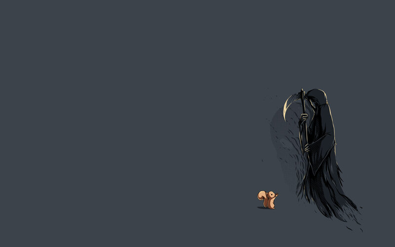 Grim Reaper and squirrel