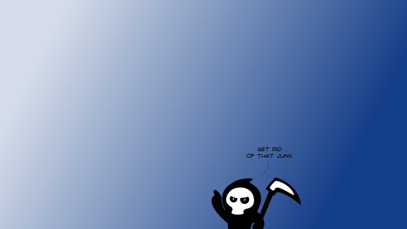 Grim Reaper Character — Blue, Humorous, Comic, Scythe