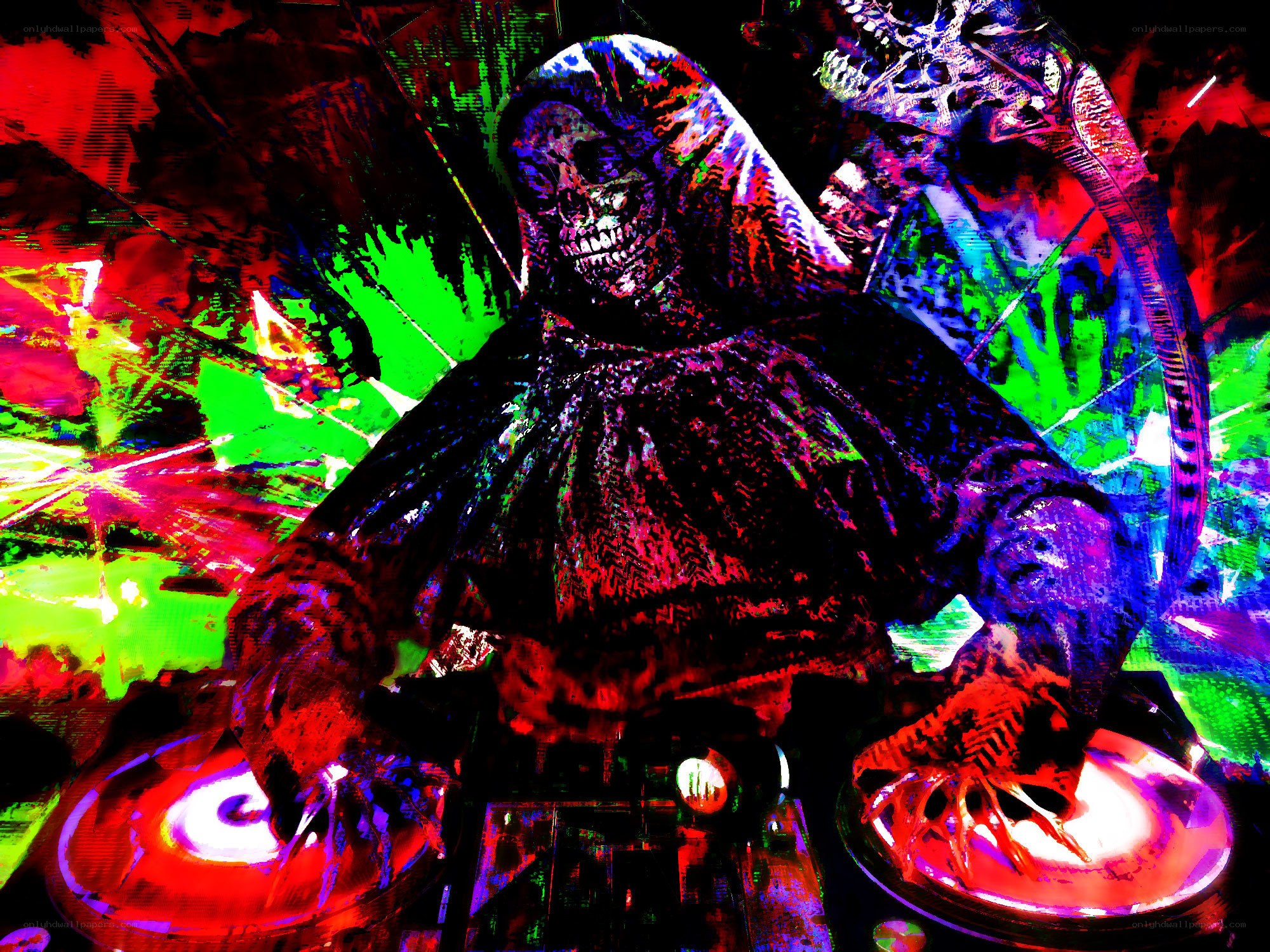 grim reaper dj at turntables