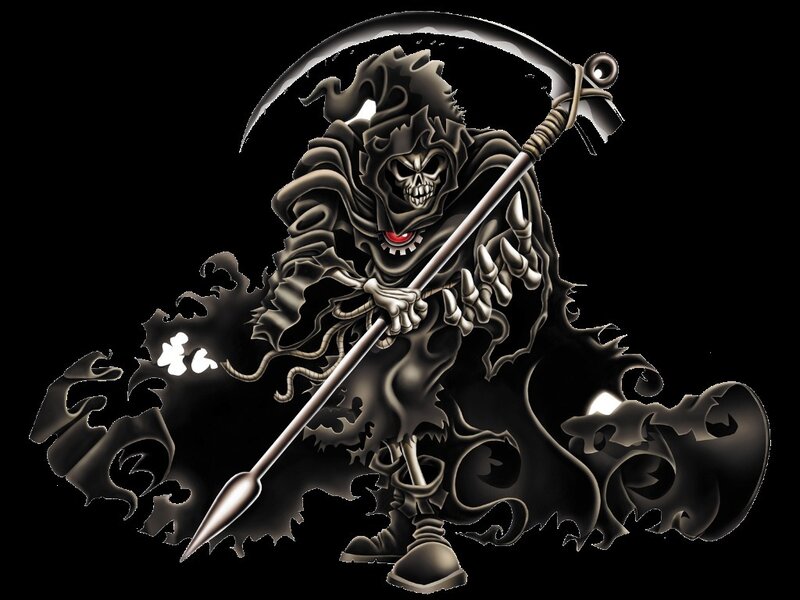 Grim Reaper Figure — Black, Dark, Digital Art, Scythe