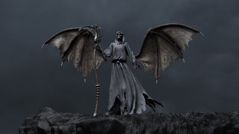 Grim Reaper Figure — Gray, Dark, Night