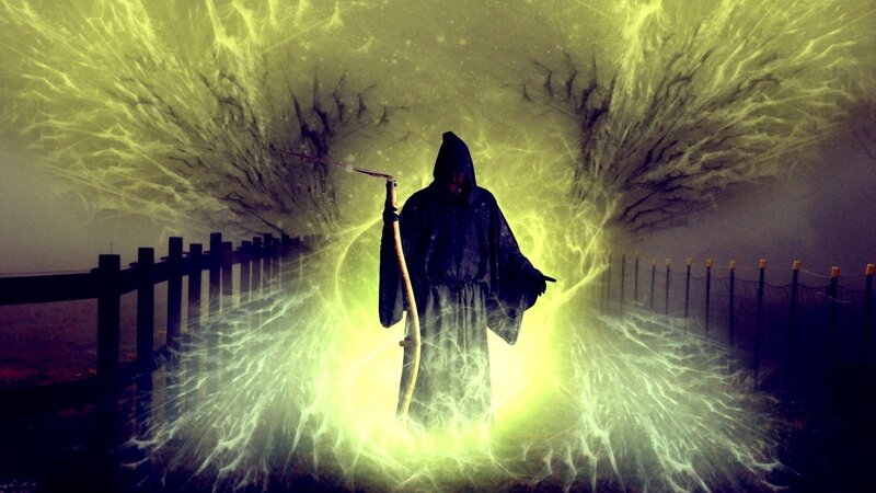Grim Reaper Figure — Yellow, Dramatic