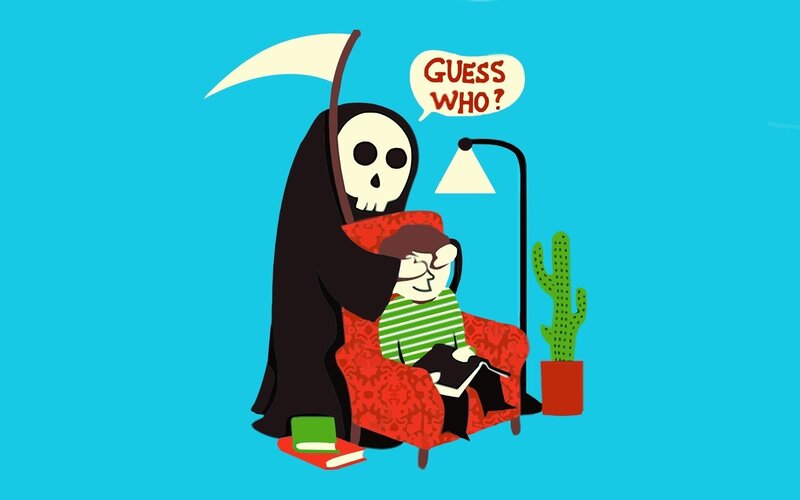 Grim Reaper Hugging Child