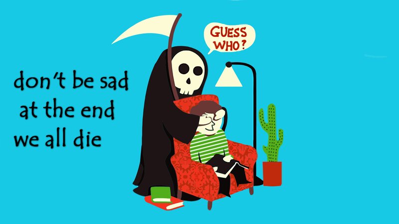 Grim Reaper Hugging Person — Blue, Calm
