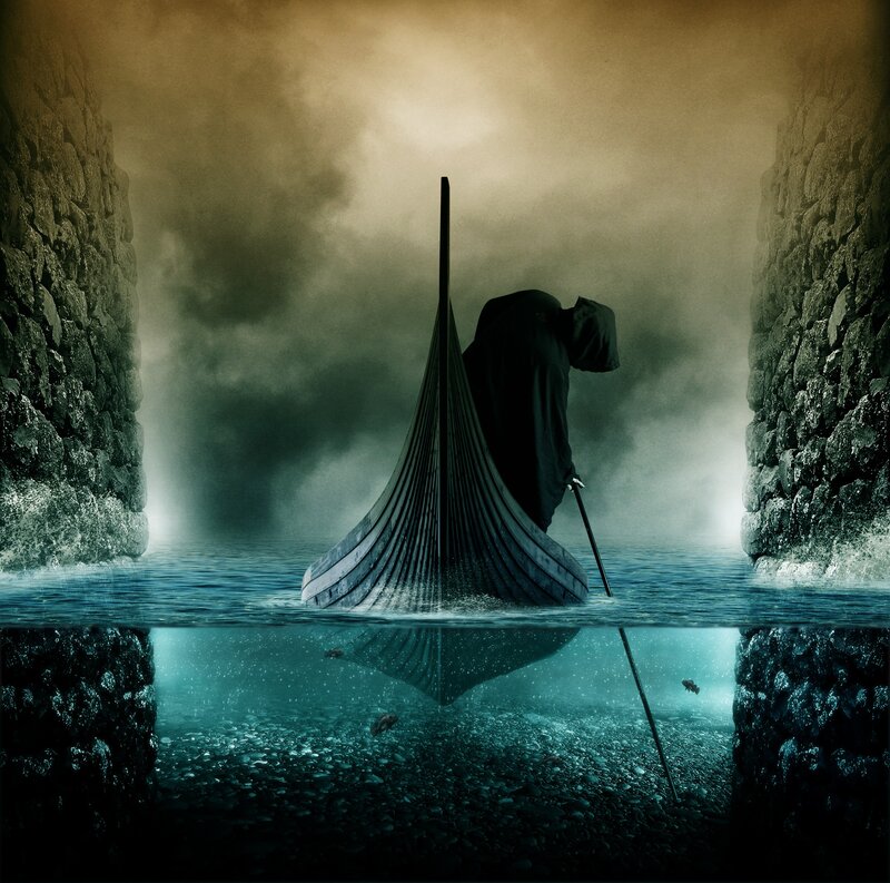 Grim reaper in a boat